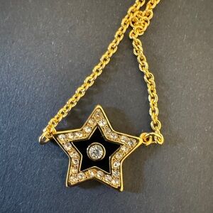 Tory Burch Kira crystal star pendant necklace in gold/black. NWOT